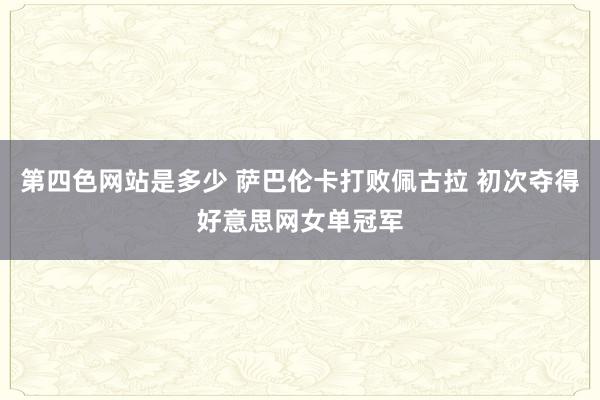 第四色网站是多少 萨巴伦卡打败佩古拉 初次夺得好意思网女单冠军