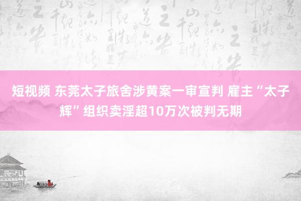 短视频 东莞太子旅舍涉黄案一审宣判 雇主“太子辉”组织卖淫超10万次被判无期