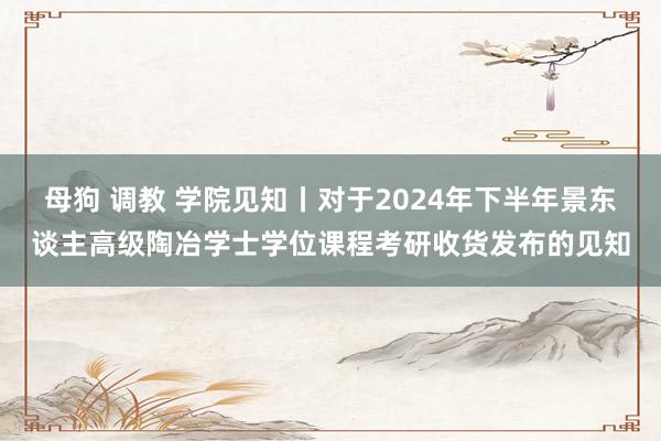 母狗 调教 学院见知丨对于2024年下半年景东谈主高级陶冶学士学位课程考研收货发布的见知